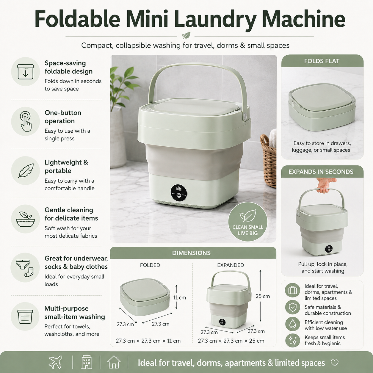 Foldable Mini Laundry Machine