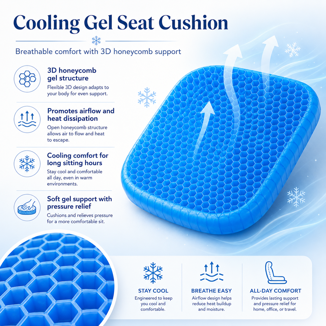 Silicone Ice Pad Insulated Car Seat Cushion