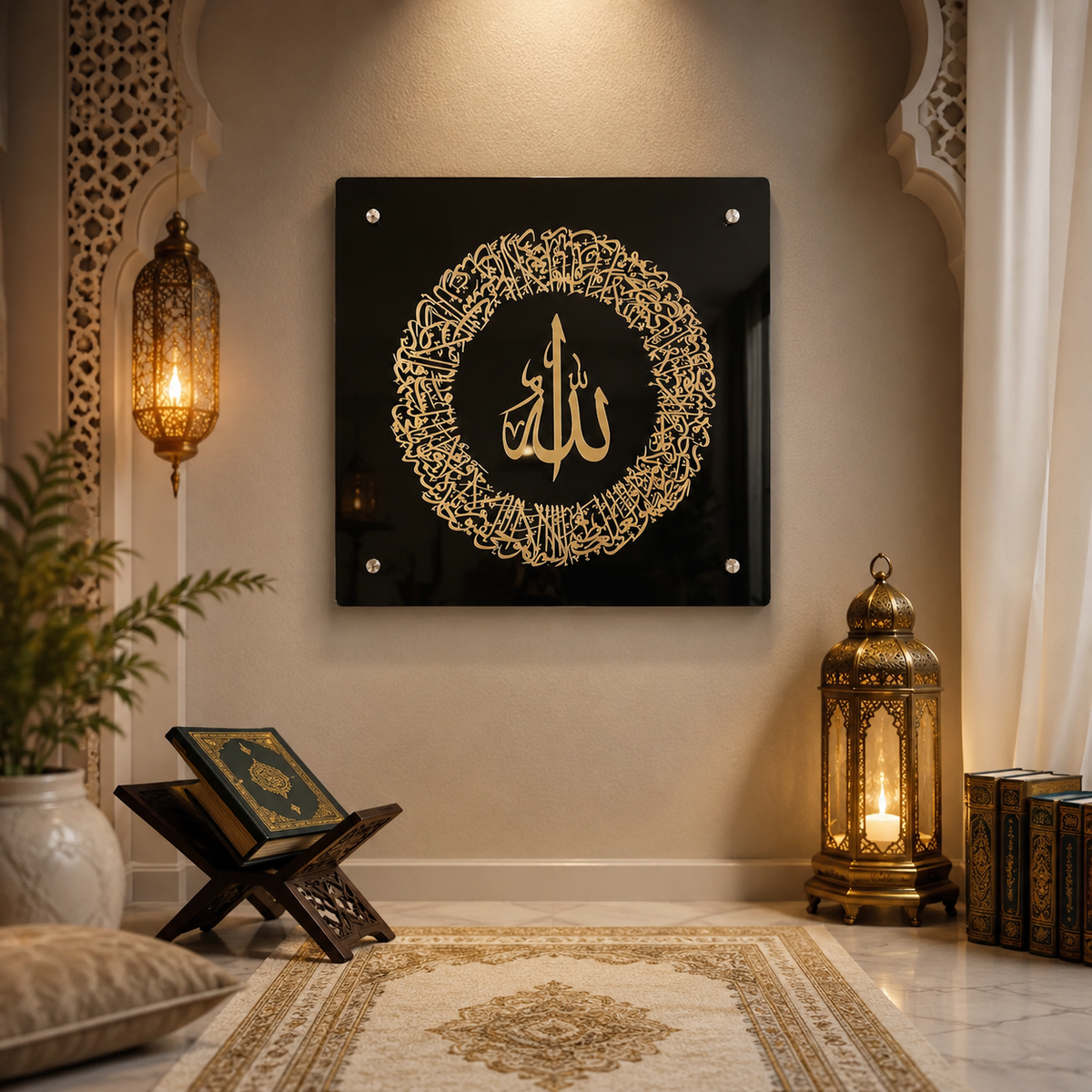 Allah Calligraphy Gold Acrylic Wall Art Panel