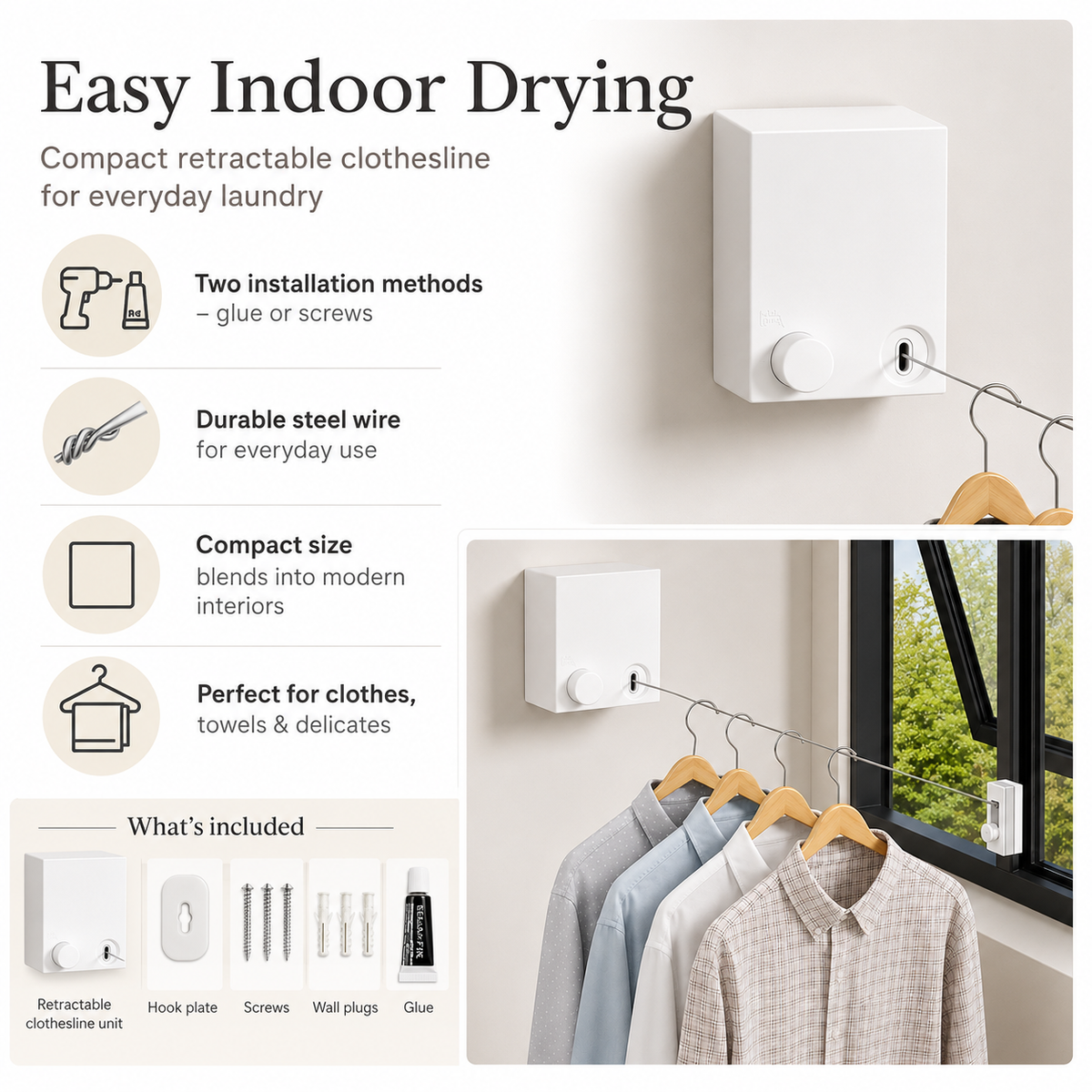 Telescopic Clothesline Clothes Drying Rope