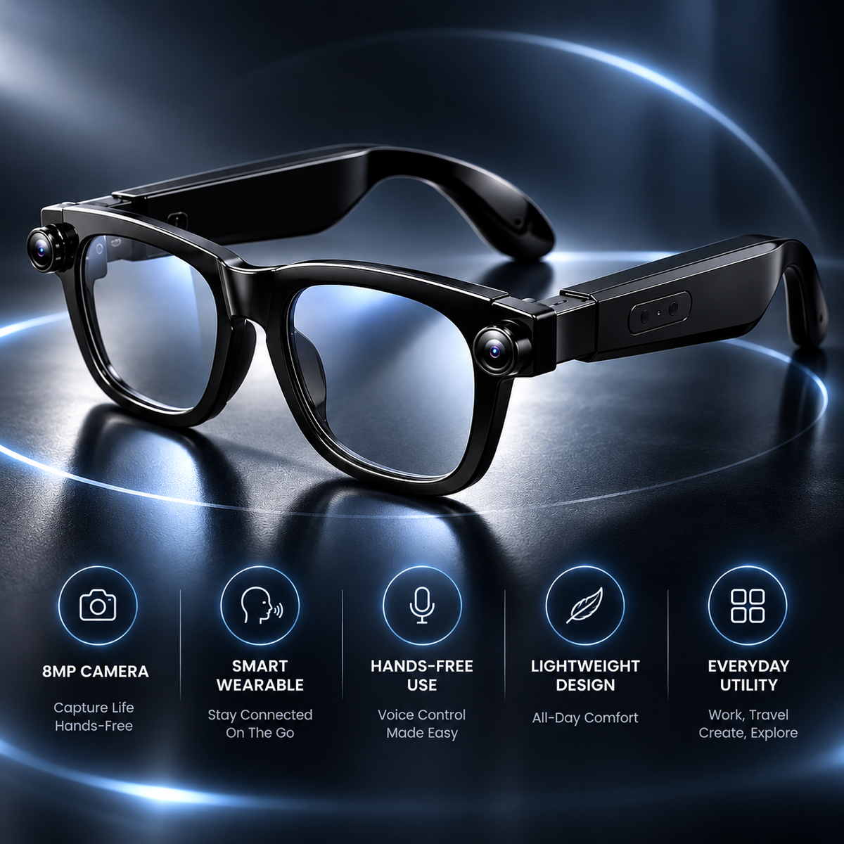 AI Smart Glasses with 8MP Camera