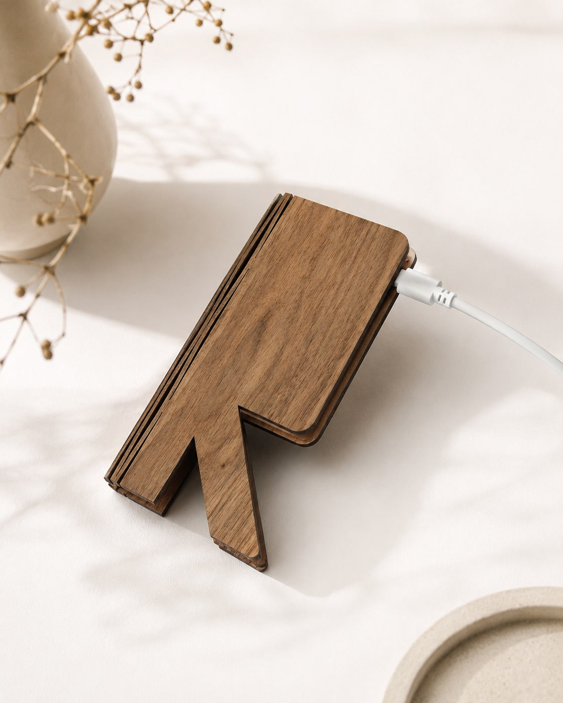 Fashionable Wooden USB Folding Charging Table Lamp