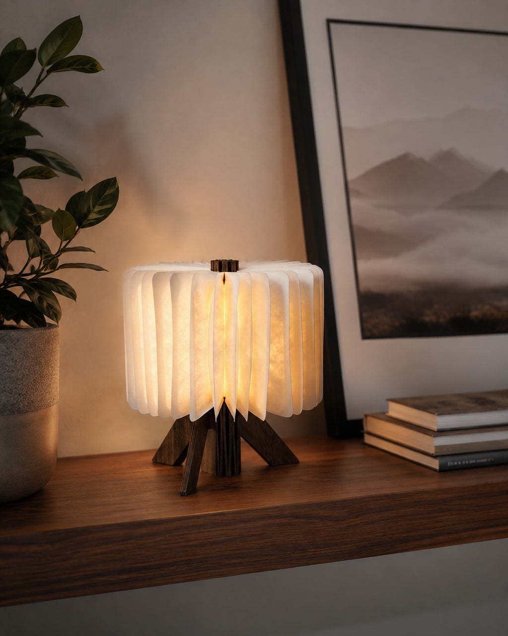 Fashionable Wooden USB Folding Charging Table Lamp