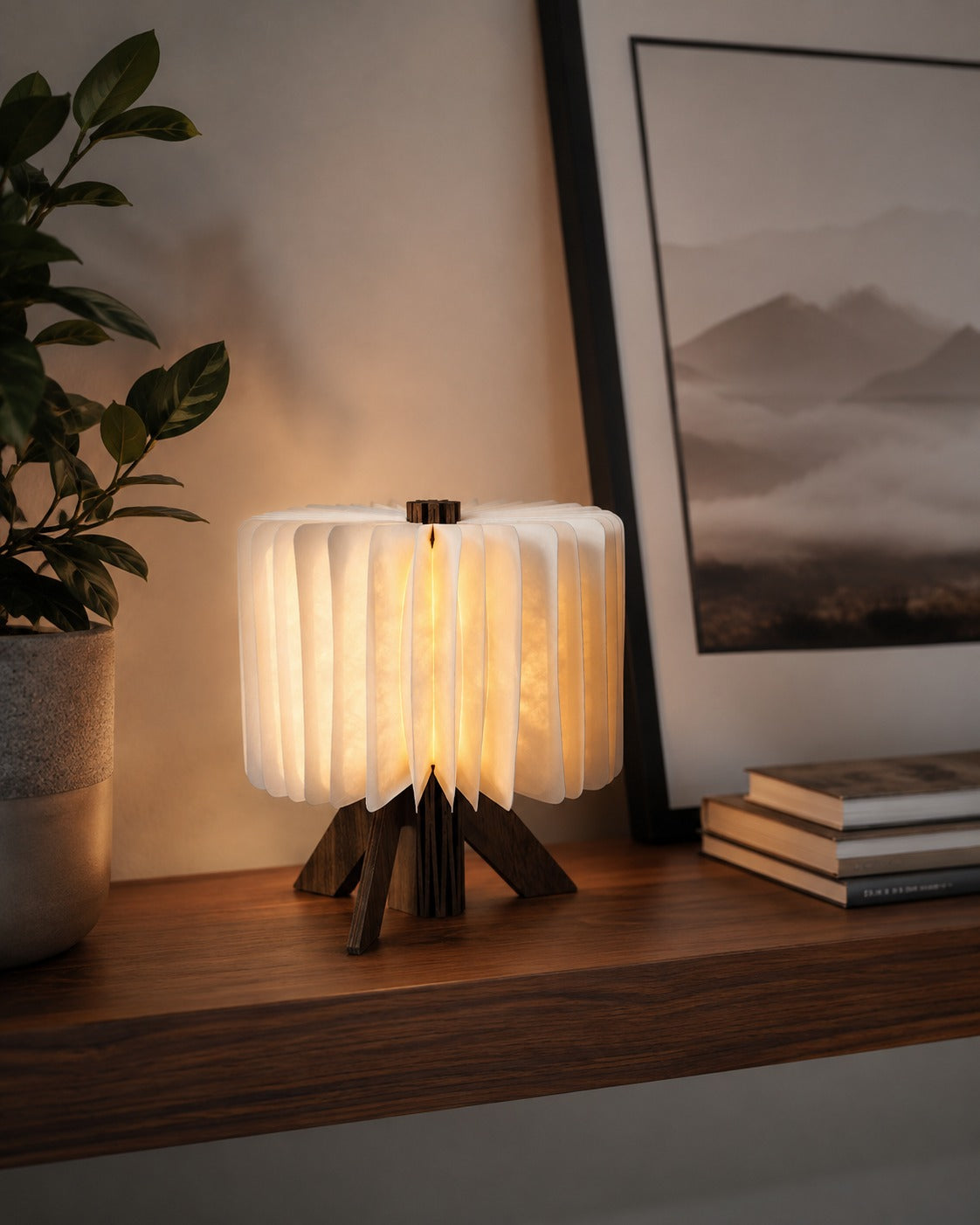 Fashionable Wooden USB Folding Charging Table Lamp