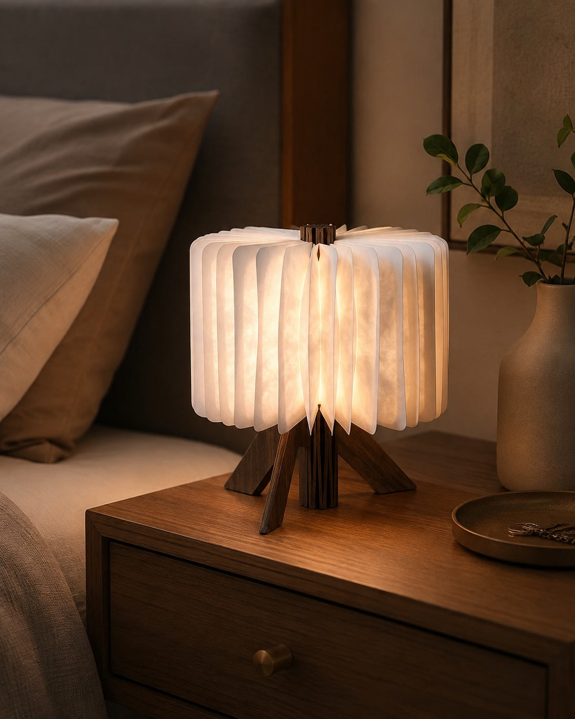 Fashionable Wooden USB Folding Charging Table Lamp